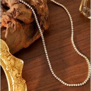 Tennis Necklace Featuring Zircon Stones Set in 18K Gold Plated Stainless Steel